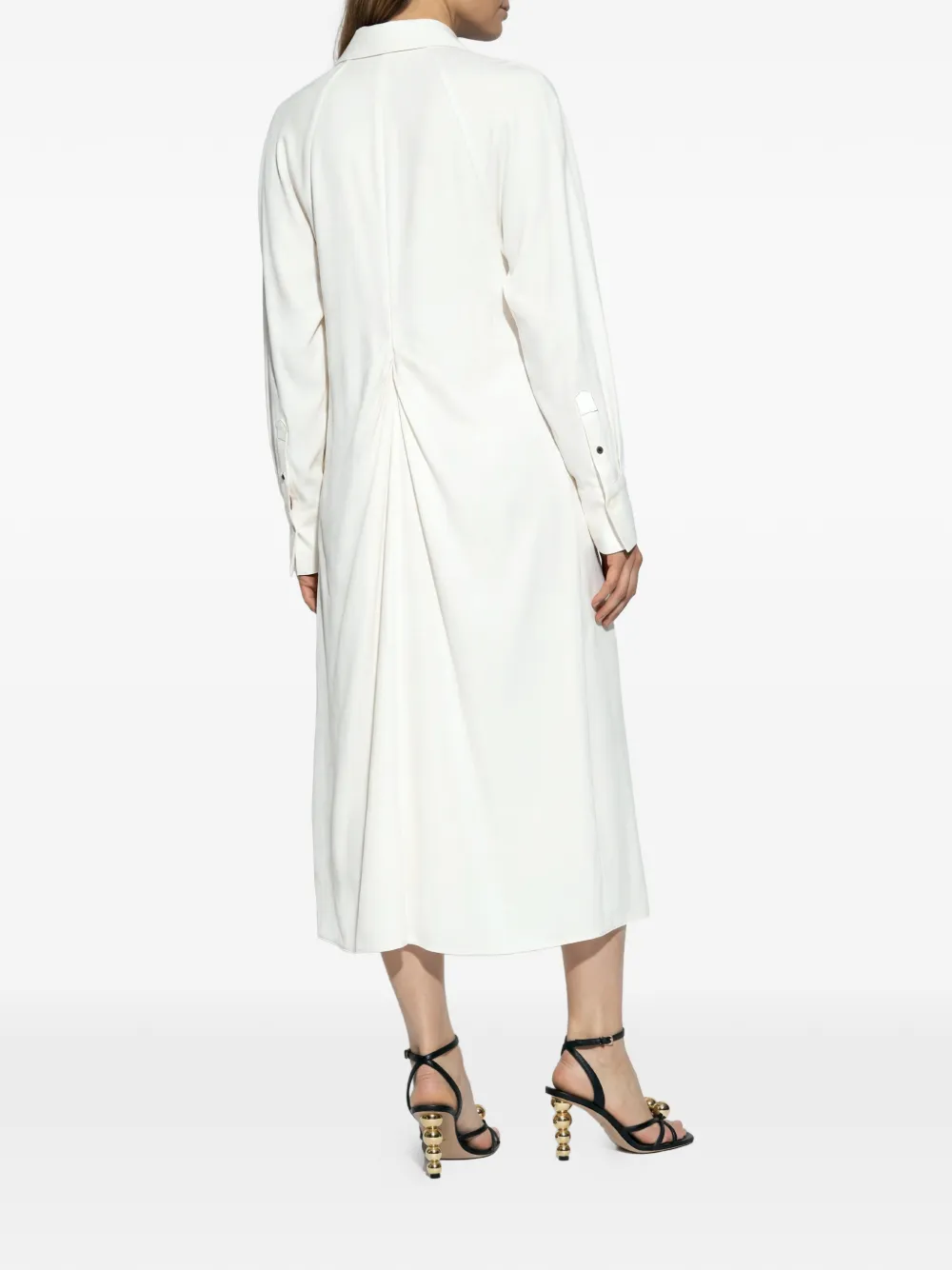 Victoria Beckham Midi-jurk met kraag Beige