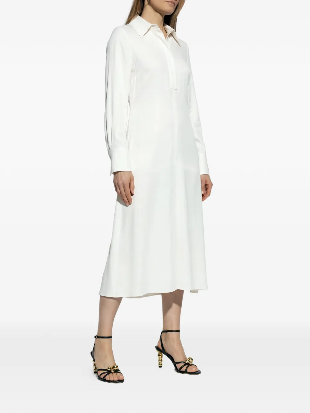 Victoria Beckham Midi-jurk met kraag Beige