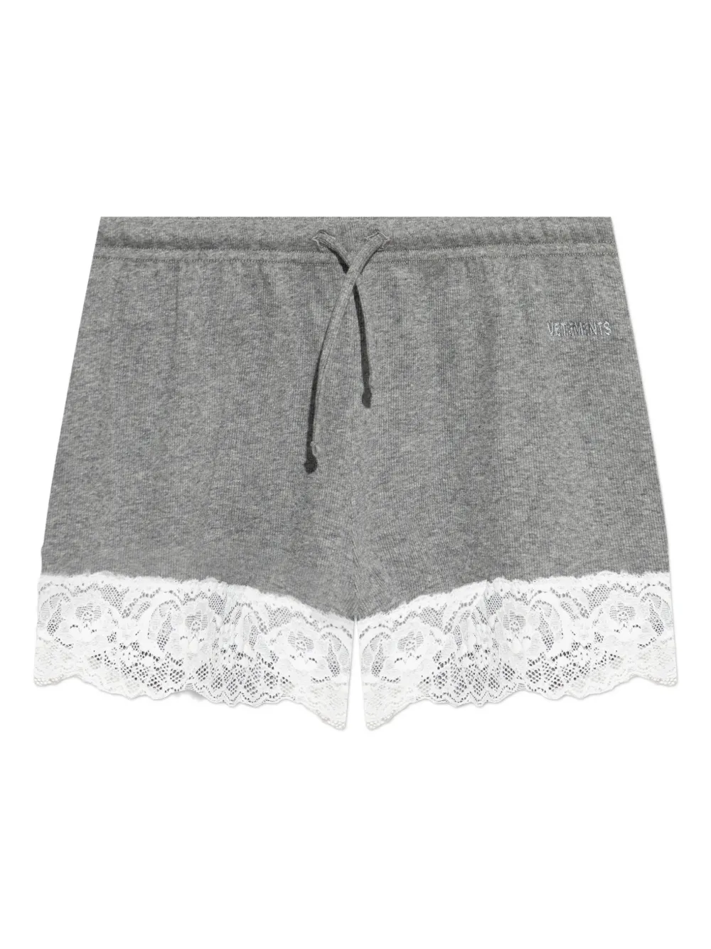 VETEMENTS lace-trim mini shorts - Grigio