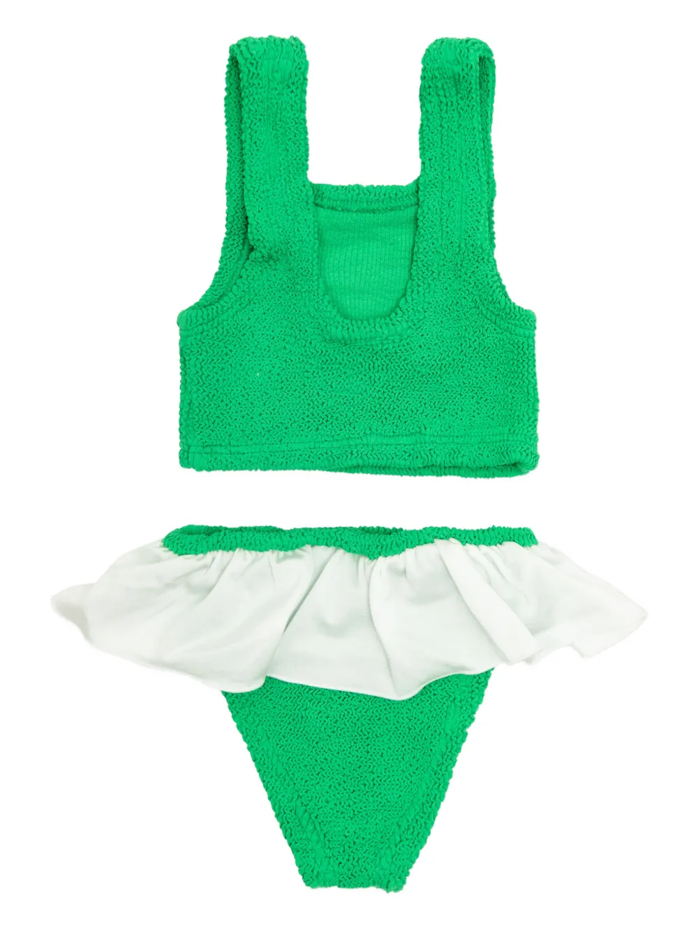  Hunza G Kids Crinkle Ruffled Bikini - Green 