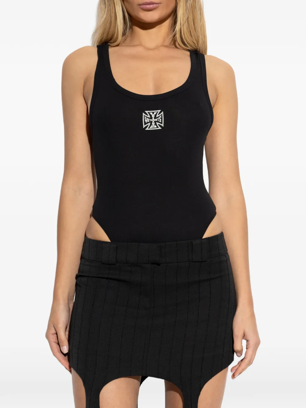  Vetements Logo-embroidered Bodysuit - Black 
