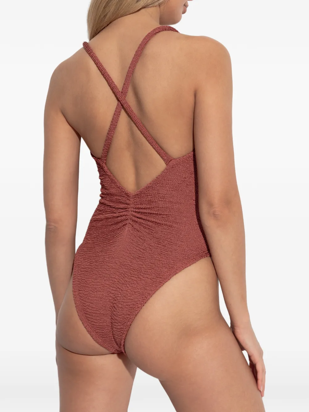  Hunza G Metallic Crinkle Swimsuit - Red 