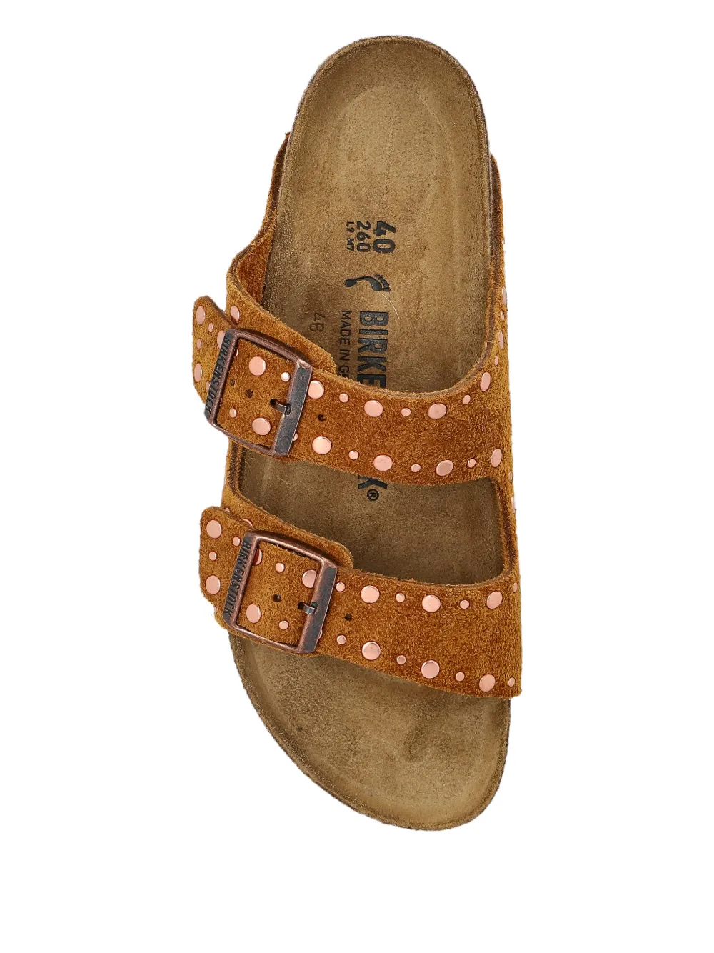 Birkenstock Arizona sandalen met gespbandje en studs Bruin