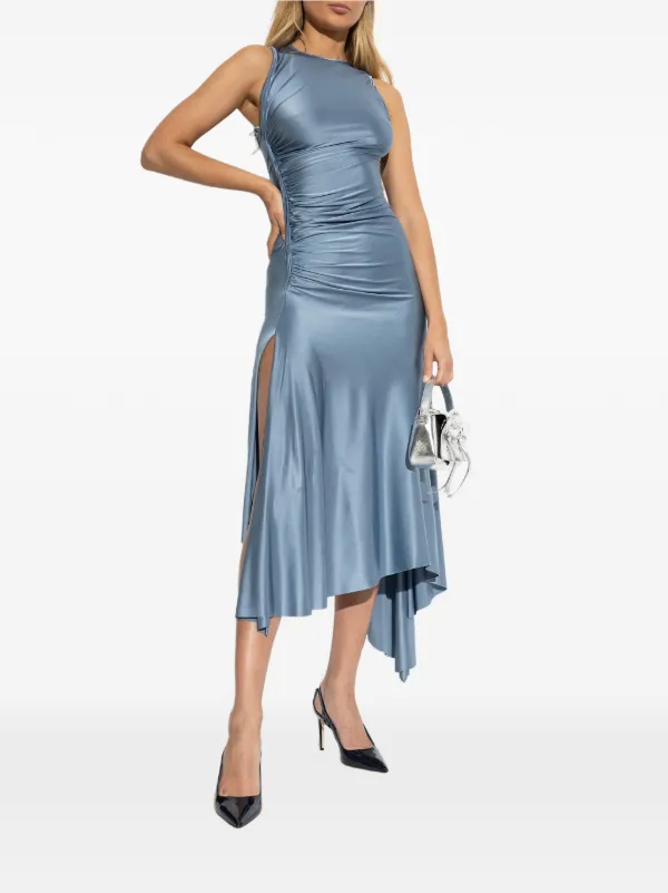princess polly baby blue dress Strapless Ruffle Asymmetrical Maxi Dress In Blue main image 0