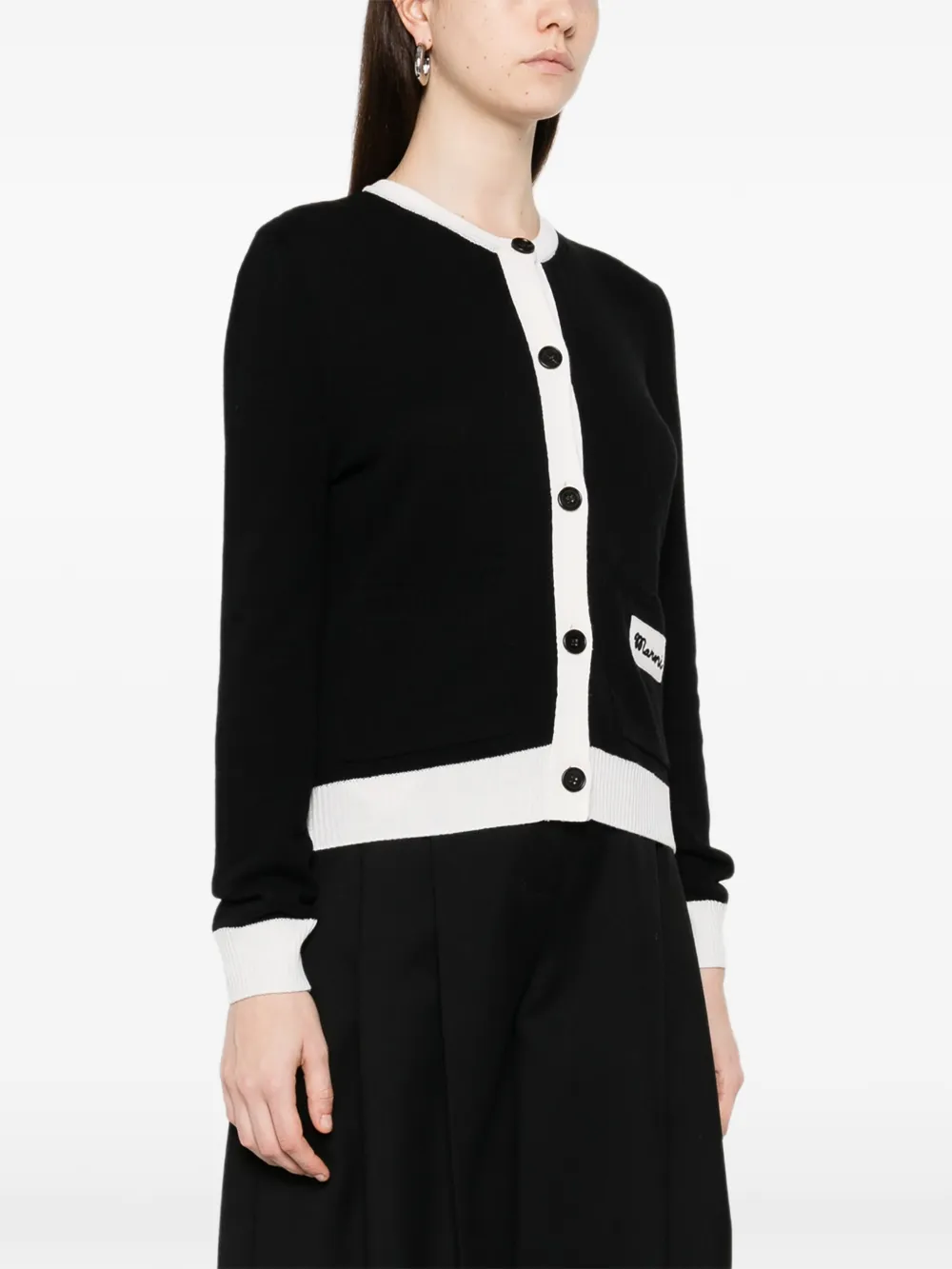  Marni Button Embroidery Cardigan - Black 