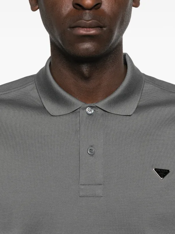 Prada Piqué Polo Shirt | Grey | FARFETCH PT