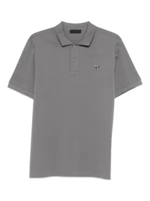 Prada logo-embroidered short-sleeve Polo Shirt | Blue | FARFETCH RO