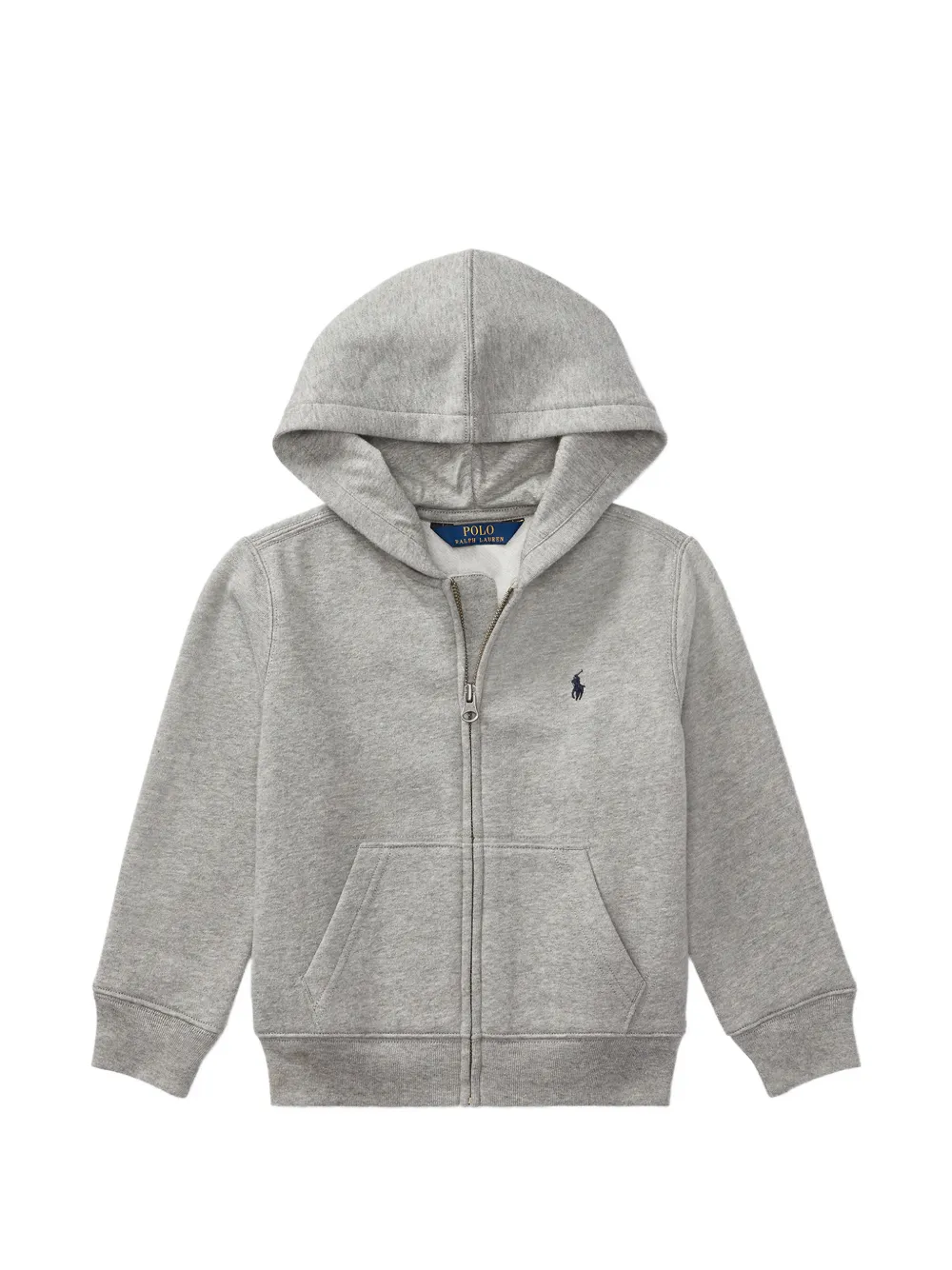 POLO RALPH LAUREN KIDS logo-embroidered zip-up hoodie - Grigio