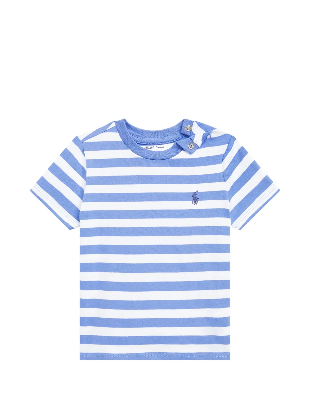 POLO RALPH LAUREN KIDS striped embroidered-logo T-shirt - Blu