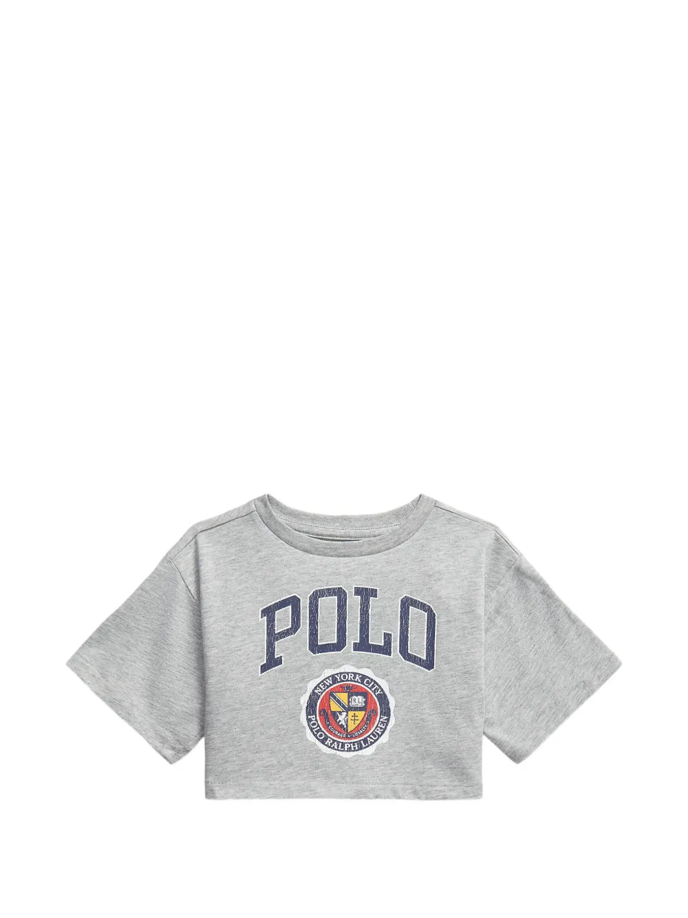 POLO RALPH LAUREN KIDS graphic-print cropped top - Grigio