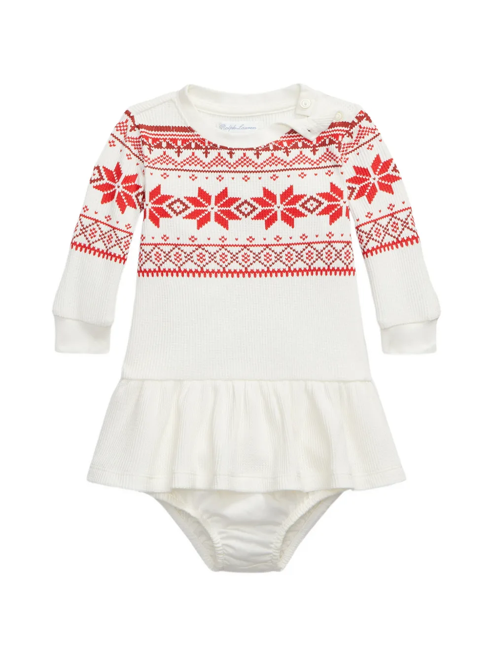 POLO RALPH LAUREN KIDS Fair Isle-pattern ruffled dress set - Bianco