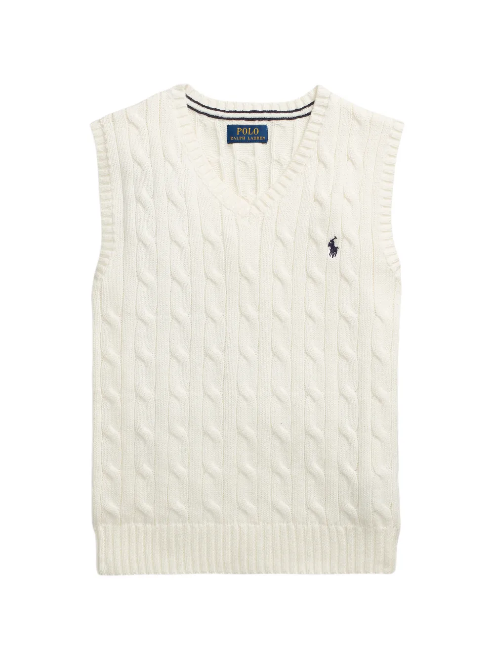 POLO RALPH LAUREN KIDS cable-knit V-neck sweater vest - Toni neutri