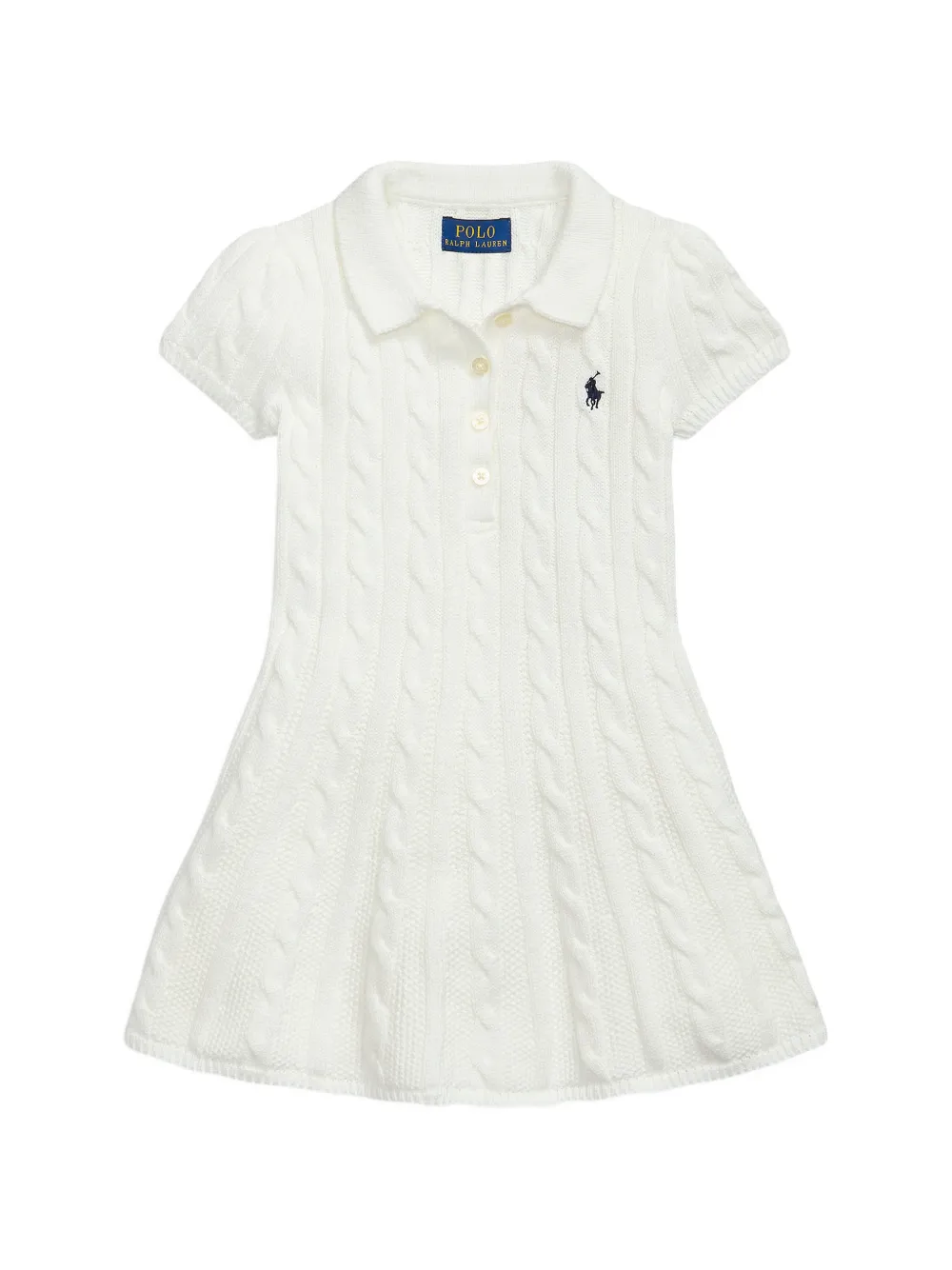 POLO RALPH LAUREN KIDS cable-knit polo dress - Bianco
