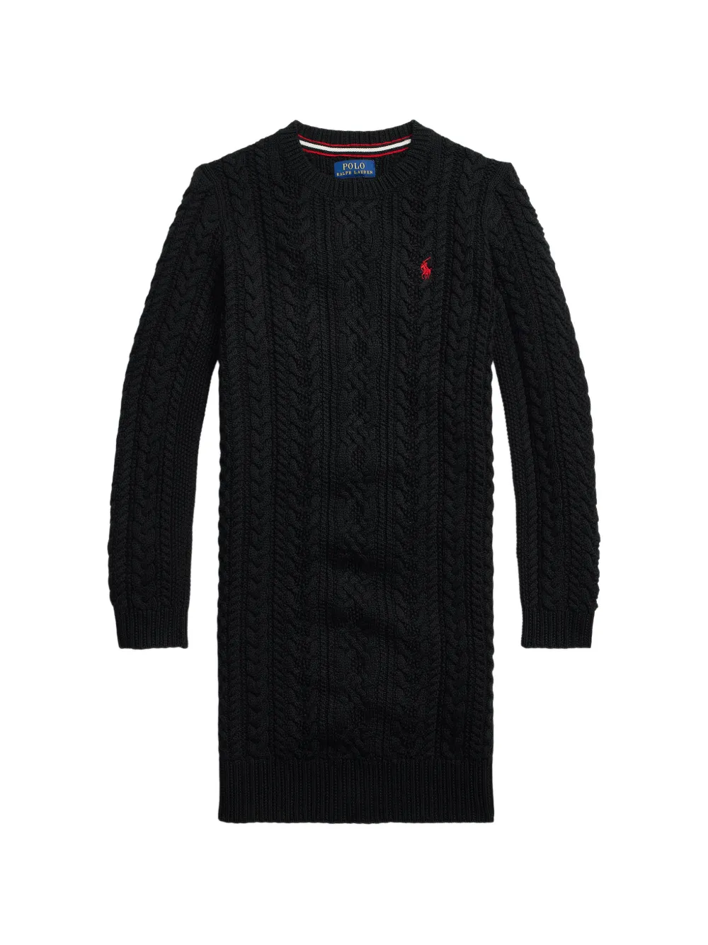 POLO RALPH LAUREN KIDS cable-knit logo-embroidered dress - Nero