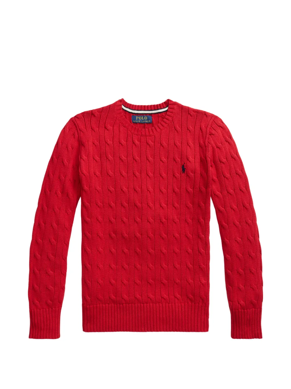 POLO RALPH LAUREN KIDS cable-knit embroidered-logo sweater - Rosso