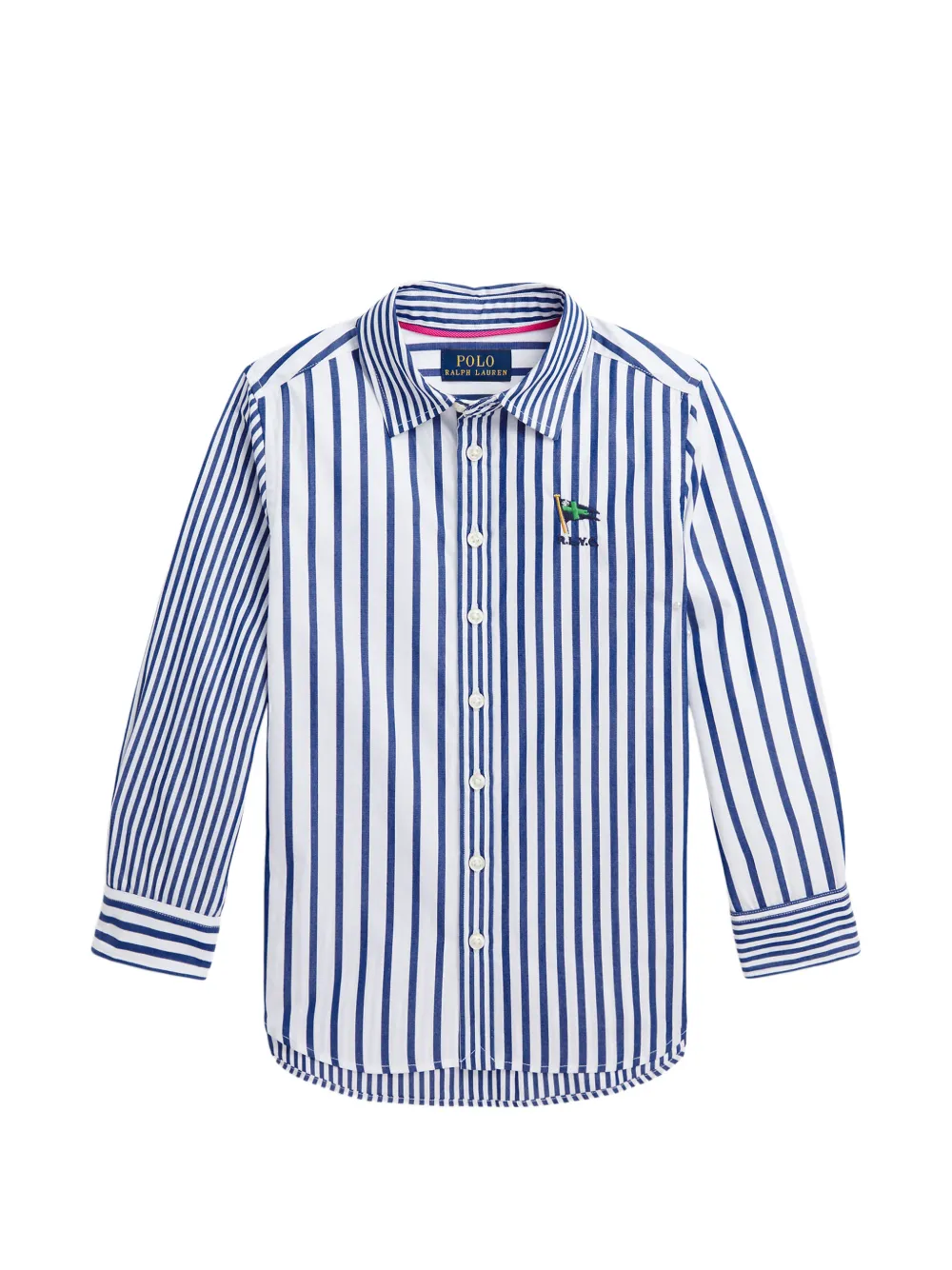 POLO RALPH LAUREN KIDS striped embroidered-logo shirt - Bianco
