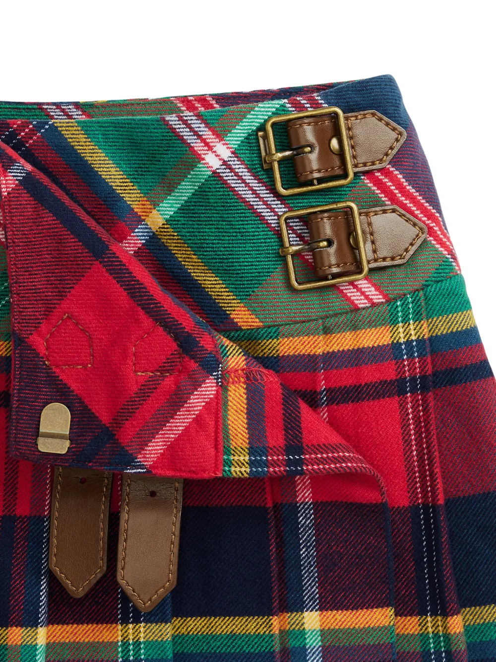 POLO RALPH LAUREN KIDS Rok met gesp en tartan ruit Rood