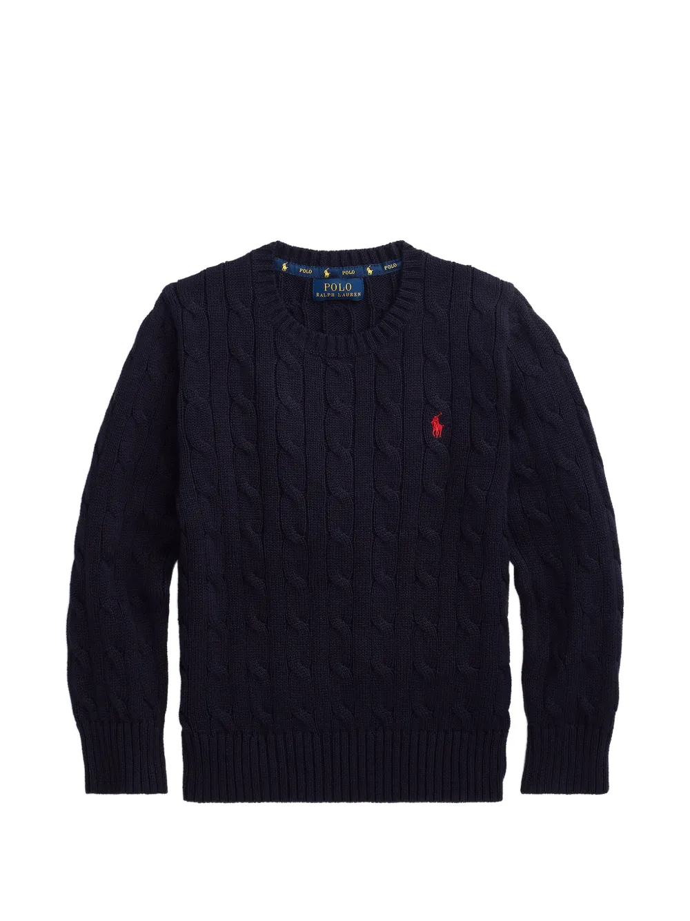 POLO RALPH LAUREN KIDS cable-knit embroidered-logo sweater - Blu