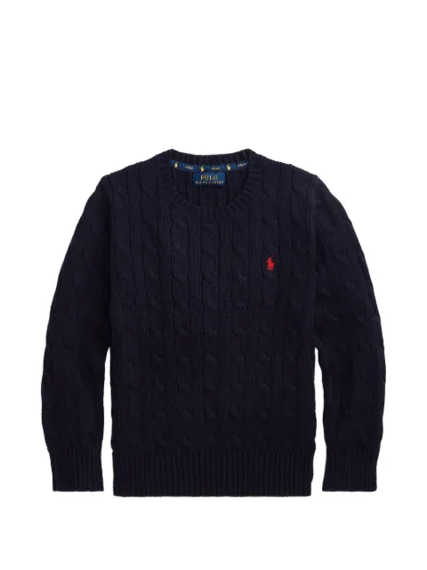 POLO RALPH LAUREN KIDS cable-knit embroidered-logo sweater