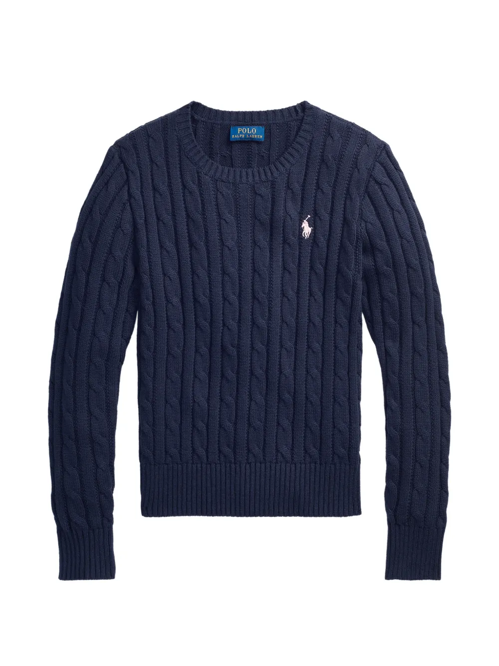 POLO RALPH LAUREN KIDS cable-knit embroidered-logo sweater - Blu