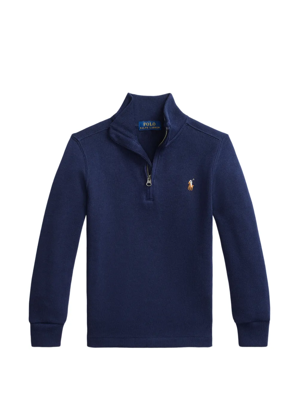 POLO RALPH LAUREN KIDS quarter-zip embroidered-logo sweater - Blu