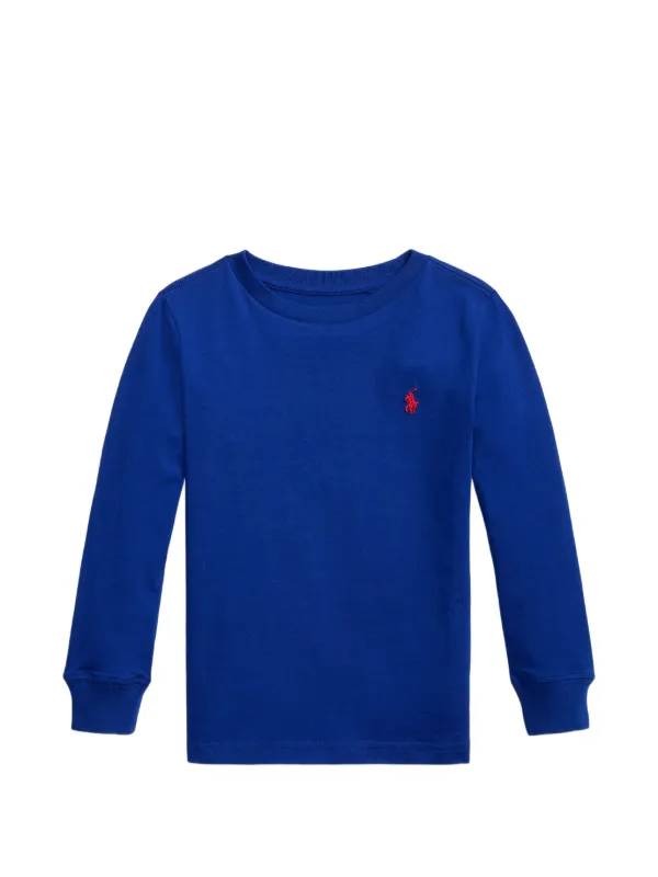 POLO RALPH LAUREN KIDS logo-embroidered long-sleeve T-shirt | Blue