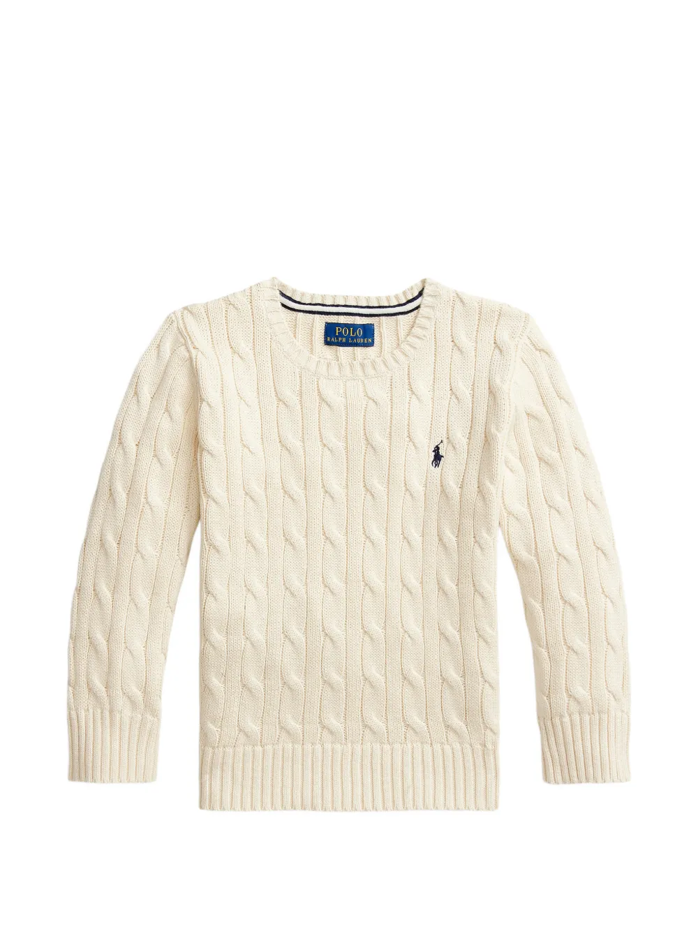 POLO RALPH LAUREN KIDS cable-knit embroidered-logo sweater - Toni neutri