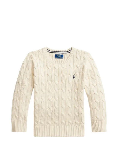 POLO RALPH LAUREN KIDS 로고 자수 케이블 니트 스웨터