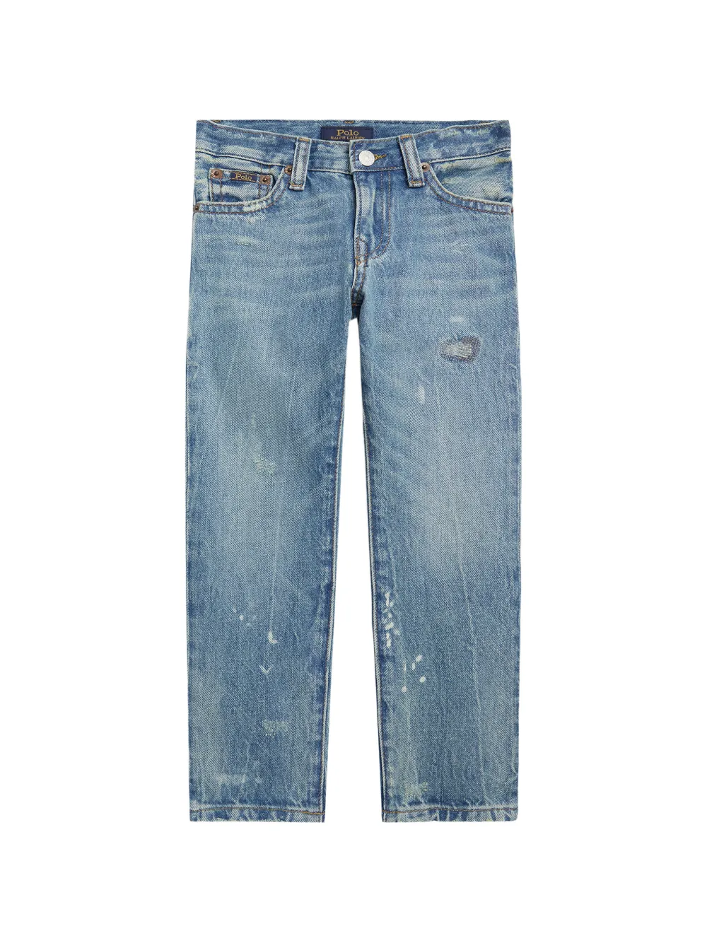 POLO RALPH LAUREN KIDS distressed paint-splatter jeans - Blu