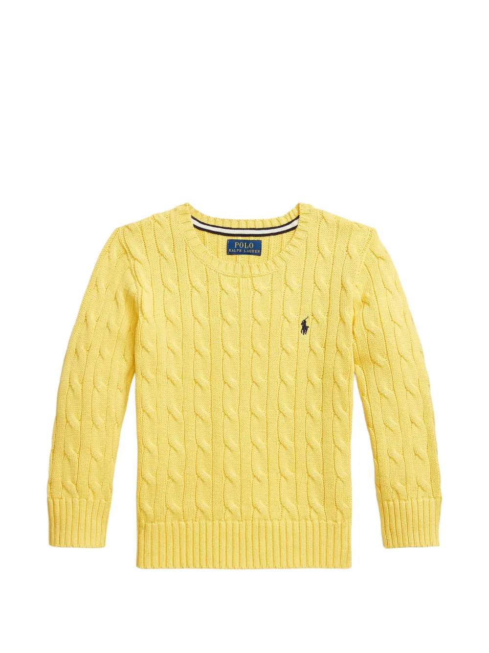 POLO RALPH LAUREN KIDS cable-knit embroidered-logo sweater - Giallo