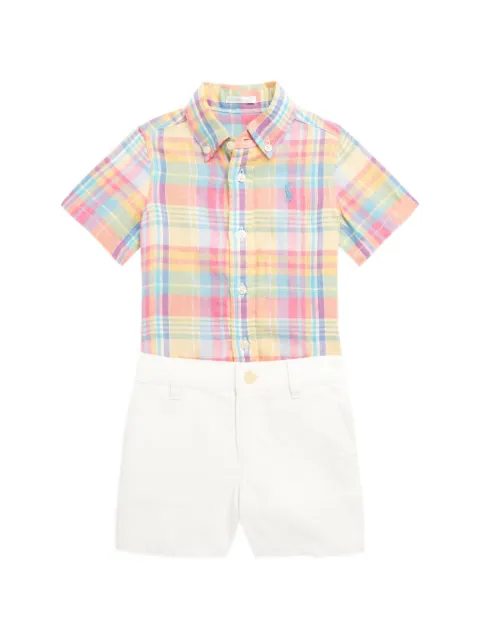 POLO RALPH LAUREN KIDS check-pattern shirt shorts set