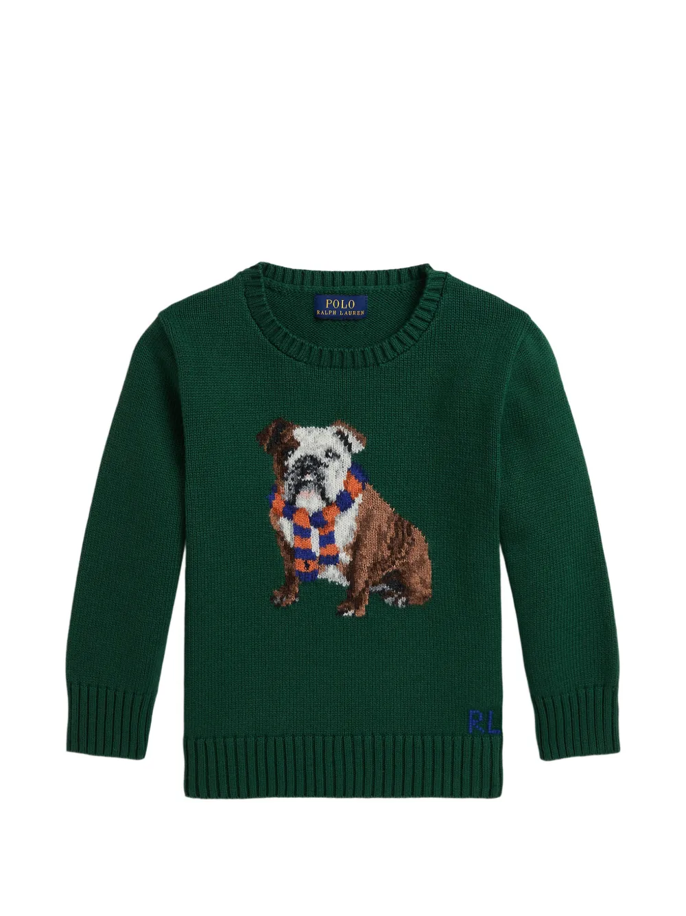 POLO RALPH LAUREN KIDS intarsia-knit bulldog sweater - Verde