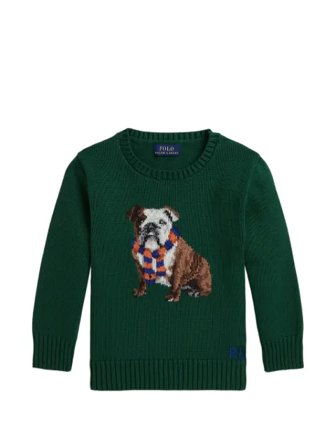 POLO RALPH LAUREN KIDS intarsia-knit bulldog sweater