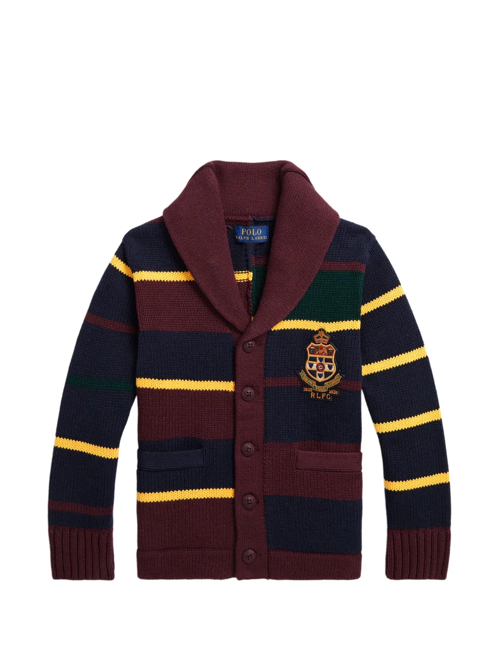 POLO RALPH LAUREN KIDS crest-patch striped cardigan - Rot