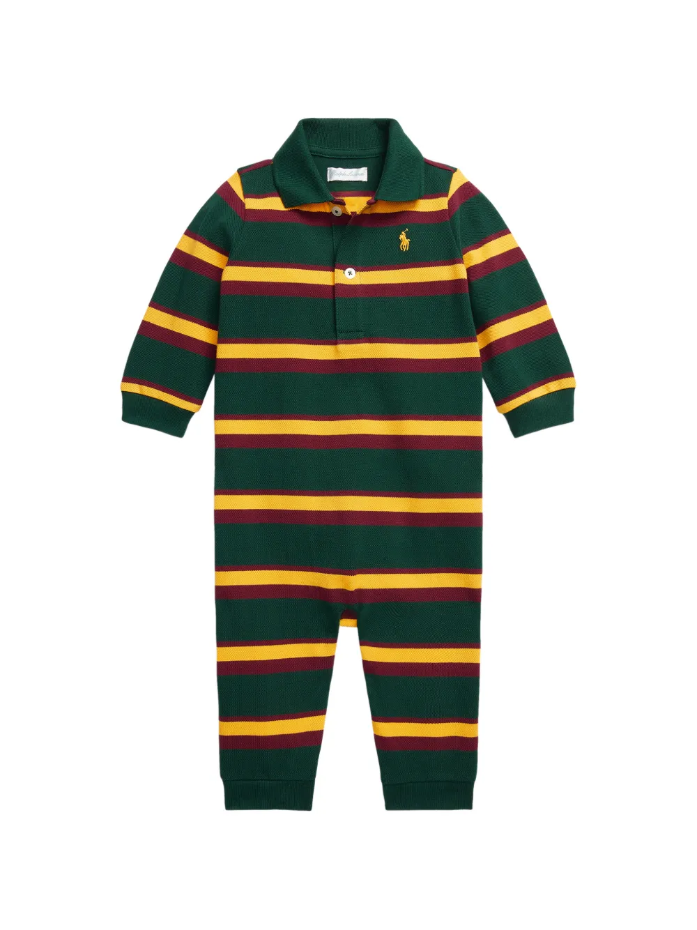 POLO RALPH LAUREN KIDS striped cotton jumpsuit - Verde