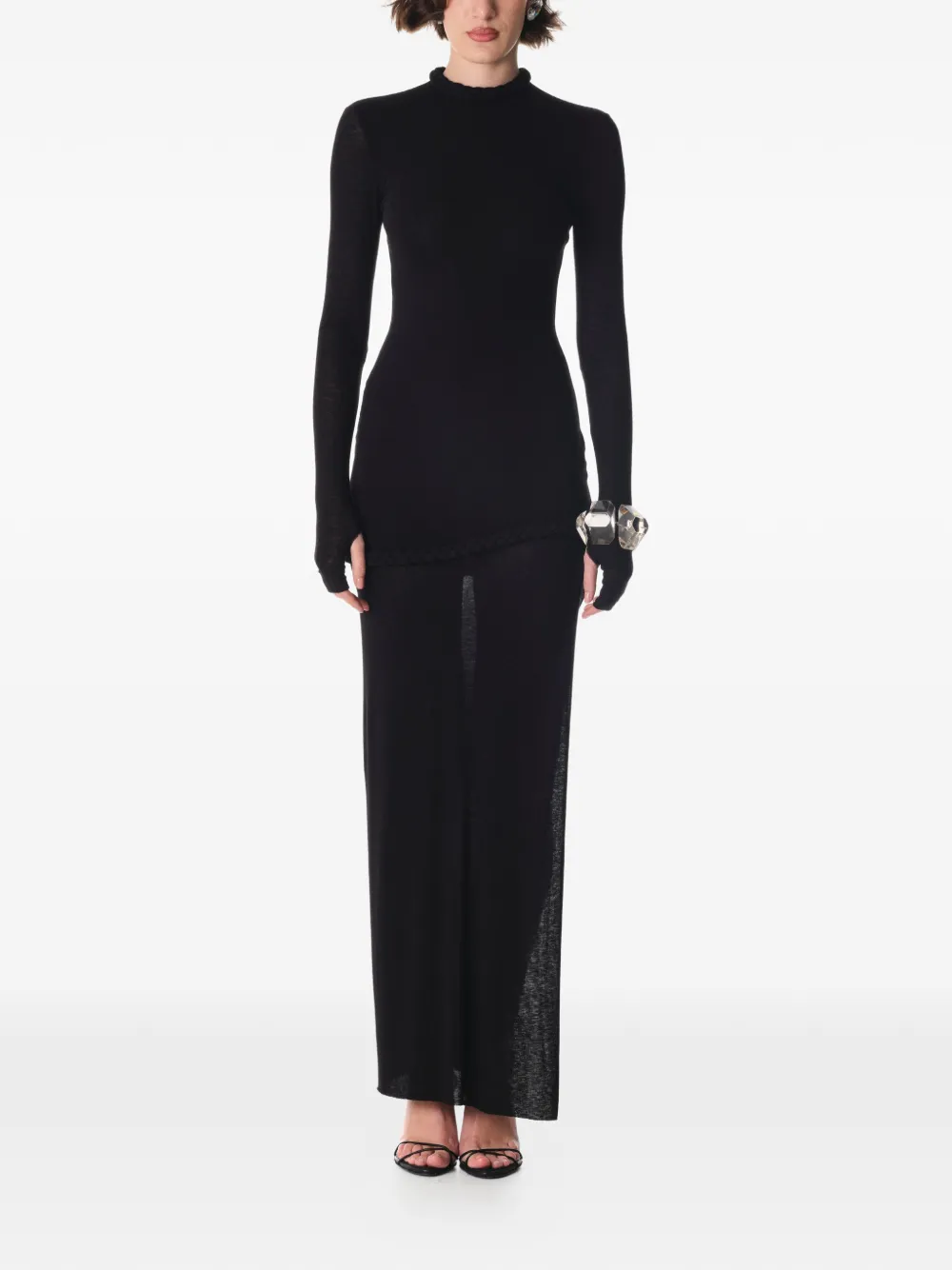 MANURÍ NORA maxi-jurk met gevlochten detail Zwart