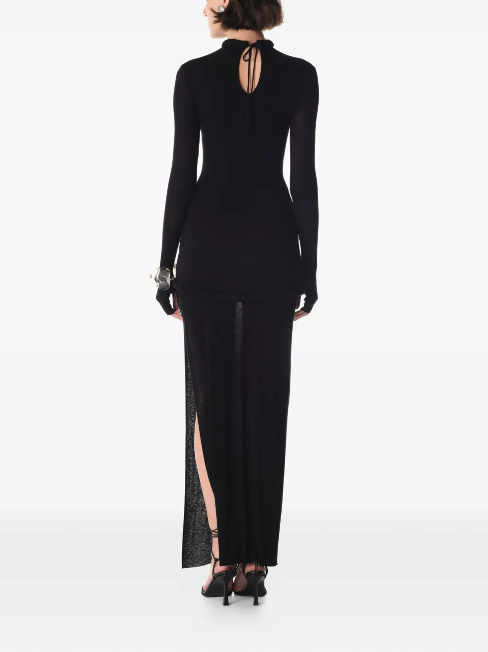 MANURÍ NORA maxi-jurk met gevlochten detail Zwart