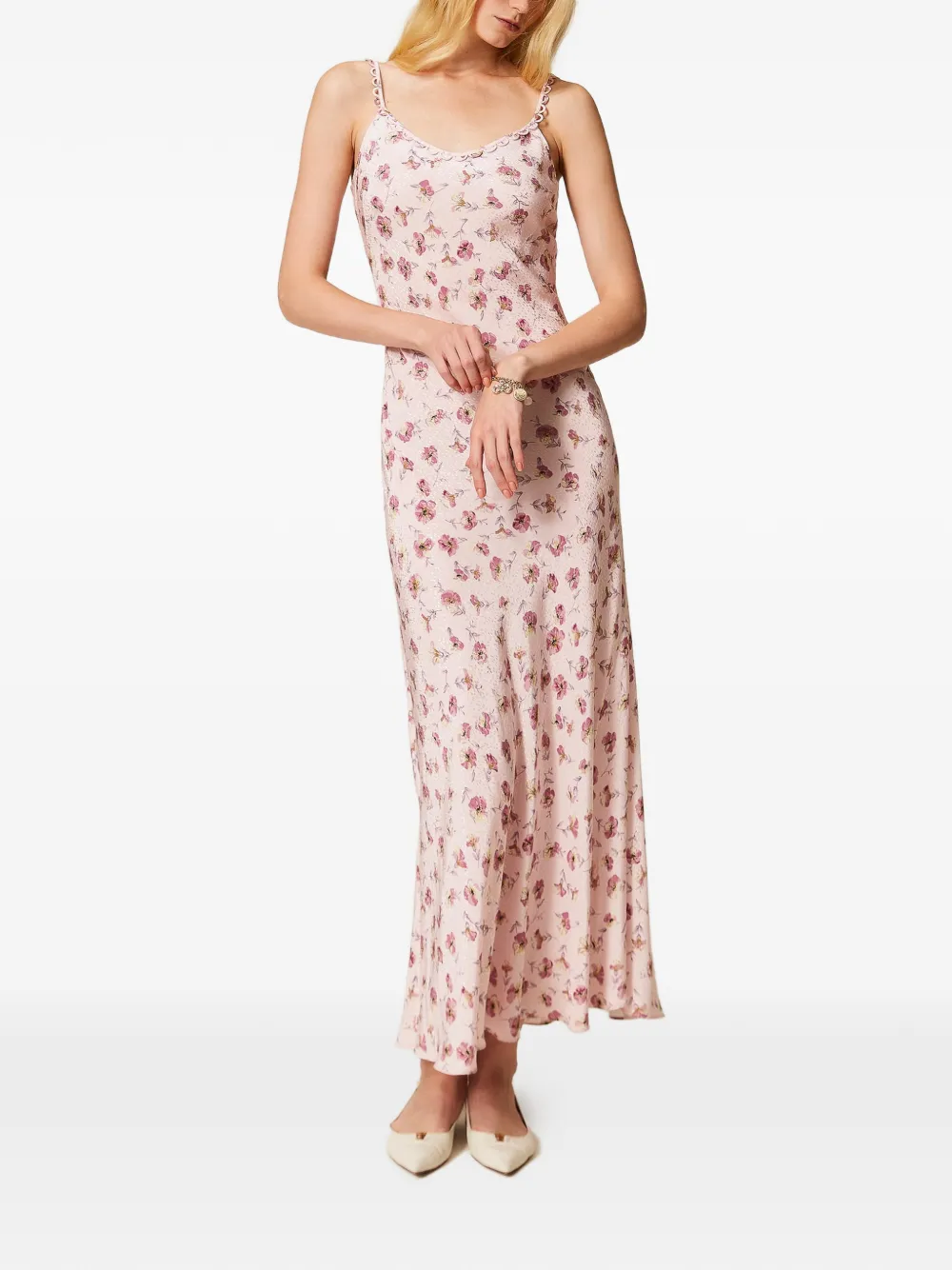 TWINSET floral-print maxi dress - Roze
