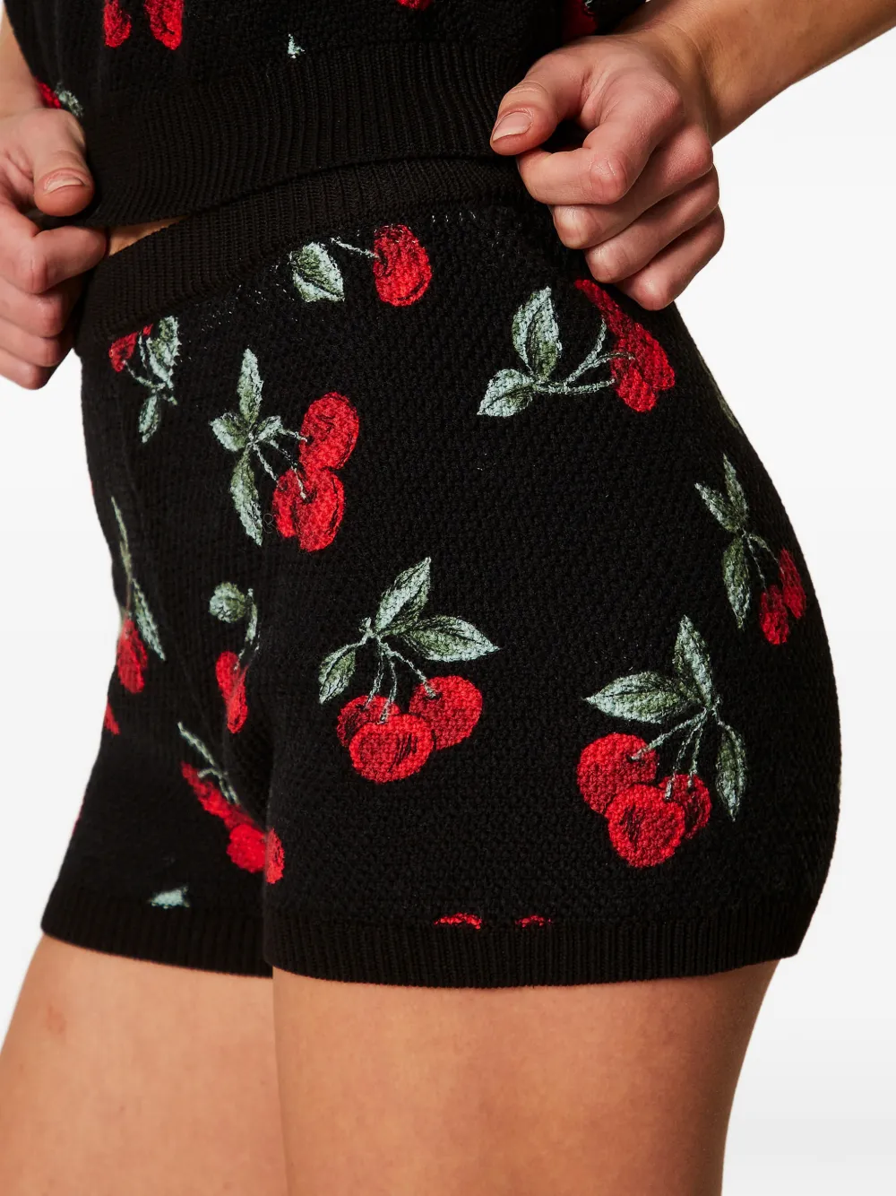 Twinset Cherry-pattern Shorts In Black
