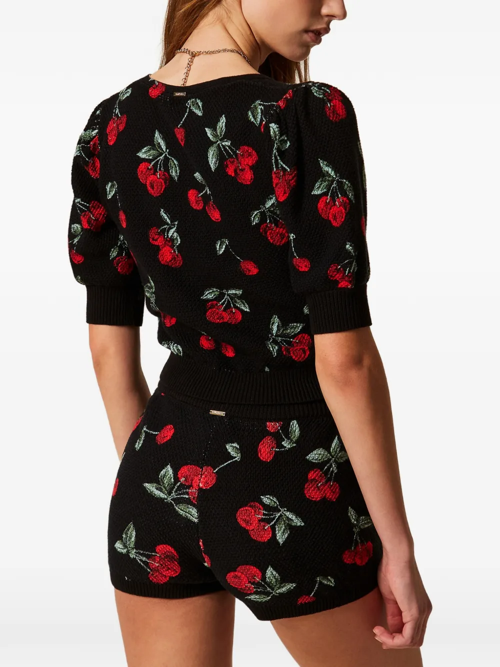 TWINSET Trui met korte mouwen en kersendetail Zwart
