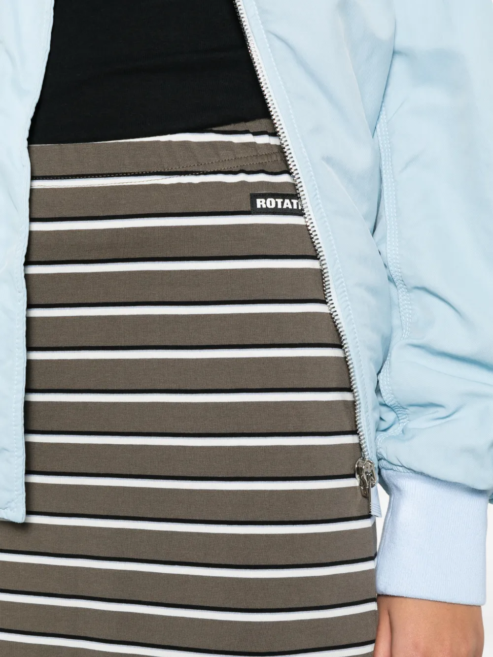ROTATE BIRGER CHRISTENSEN Gestreepte midi-rok met logopatch Groen