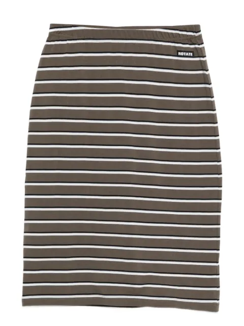 ROTATE BIRGER CHRISTENSEN striped logo-patch midi fitted skirt