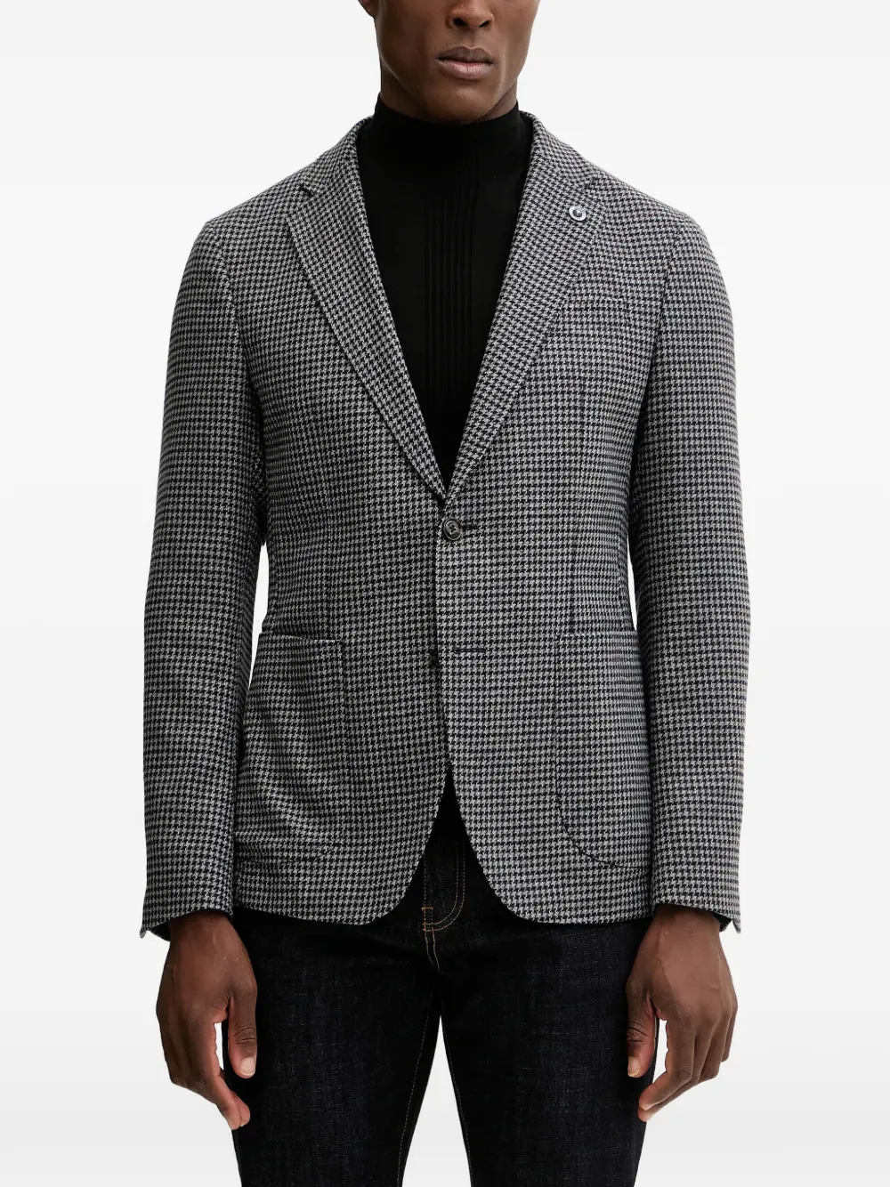 Joop! houndstooth single-breasted blazer - Grigio
