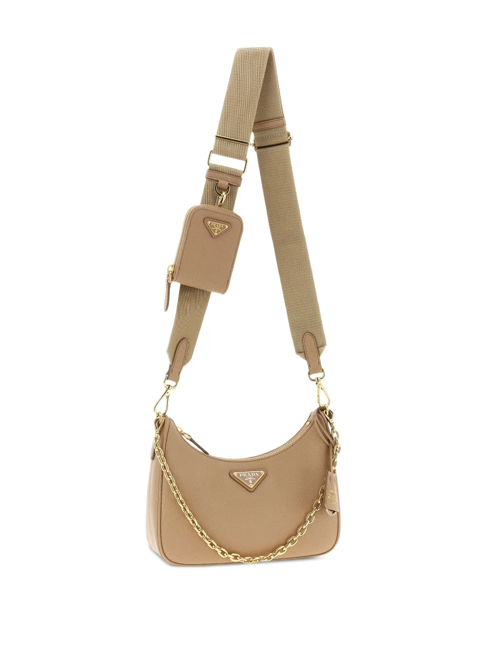 Prada Re-Edition 2005 Saffiano leren schoudertas Beige