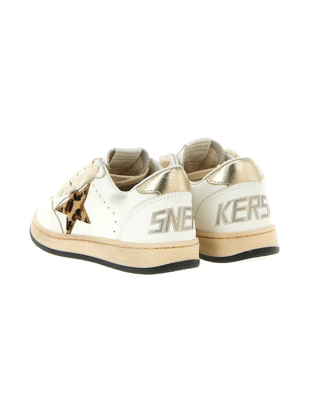Golden Goose Kids used-effect star calf leather sneakers Wit