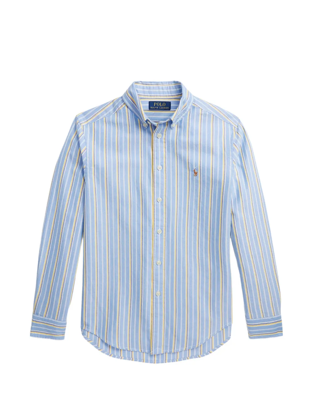 POLO RALPH LAUREN KIDS vertical-stripe embroidered-logo shirt - Blue