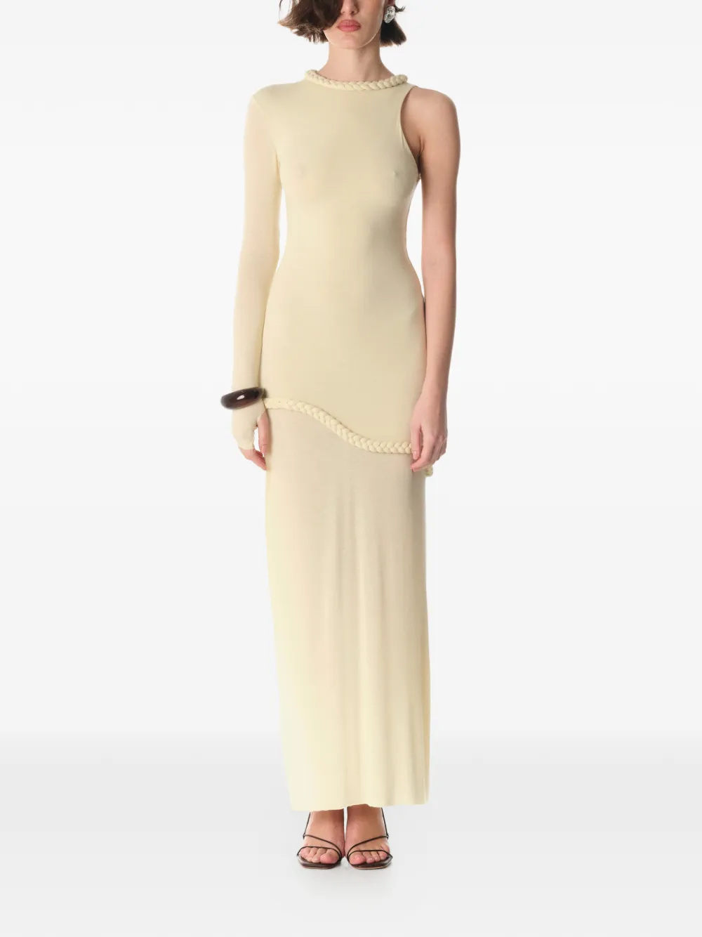 MANURÍ Candy one-sleeve maxi dress - Geel