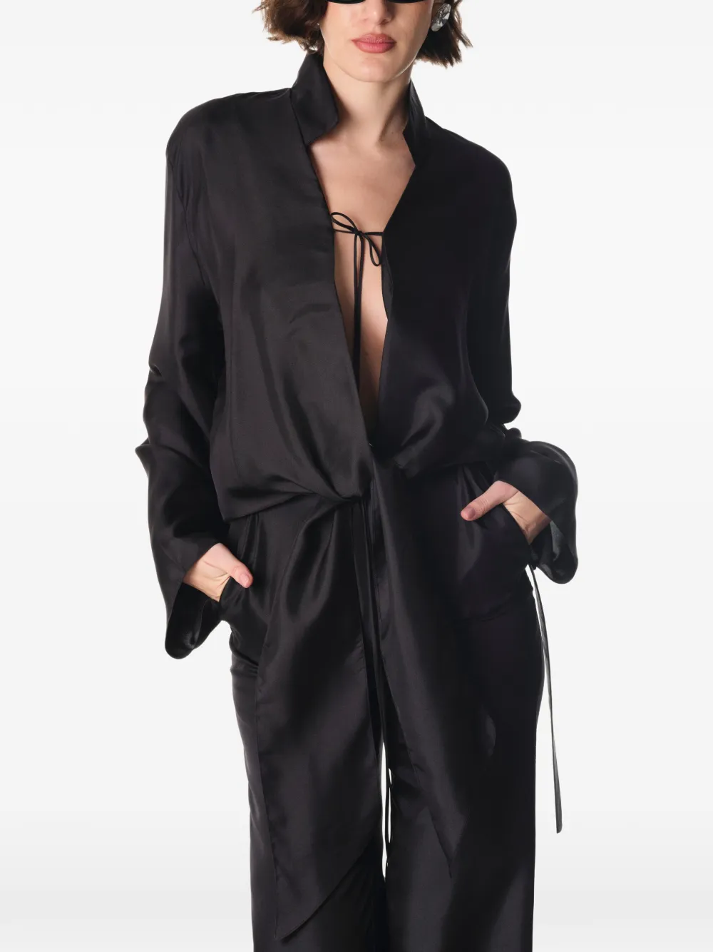 MANURÍ Ami zijden blouse Zwart