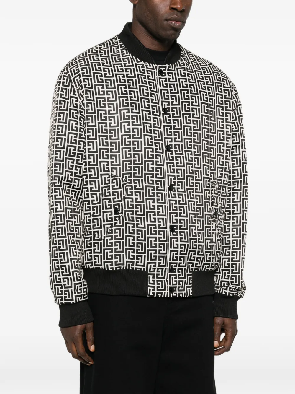  Balmain Reversible Patterned Bomber Jacket - White 
