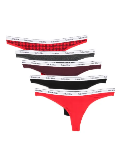 Calvin Klein logo-waistband thongs (pack of five)